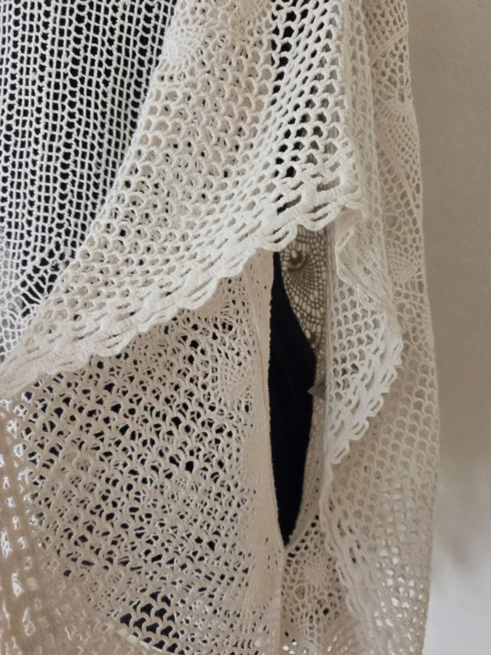 Anthropology - Sparrow Crochet Cream Colored Poncho Top